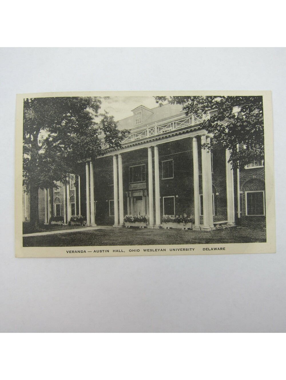 Vintage Postcard Ohio Wesleyan University Austin Hall Veranda Albertype UNPOSTED